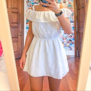 A&F Kids Floral Lace Off-the-shoulder Dress White